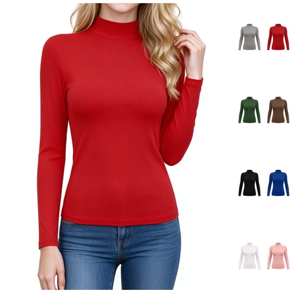 FAZVAOO Women's High Neck Base Layer Shirt Stretchy Warm Winter Layering Shirt