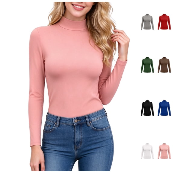 FAZVAOO Women's High Neck Base Layer Shirt Stretchy Warm Winter Layering Shirt