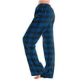 thumbnail image 1 of FAZVAOO Women's Pajama Pants Plaid Wide Leg Elastic Waistband Daily Home Long Pants, 1 of 4