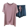 thumbnail image 1 of FAZVAOO Women's Pajamas Sets 2 Piece Cotton Blend Crewneck Short Sleeve Shorts Soft Loungewear, 1 of 5