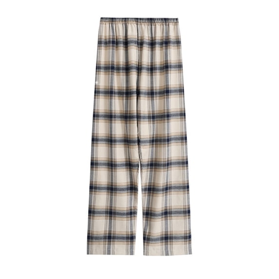 FAZVAOO Women's Plaid Pajama Pants,Cotton Wide Leg Ankle Pajama Bottoms Elastic Waist Sleep Pants
