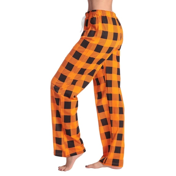 FAZVAOO Women's Plaid Pajama Pants Wide Leg Drawstring Elastic Waist Home Long Pants