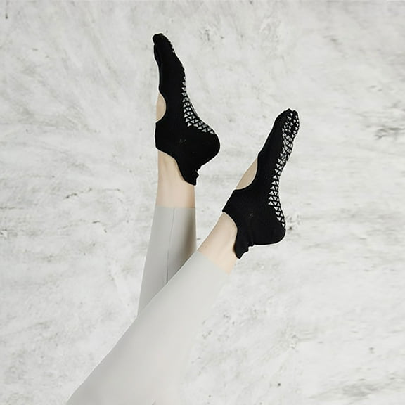 FAZVAOO Women's Toe Socks Cotton Christmas Non Slip Fleece Thick Athletic Floor Socks Black