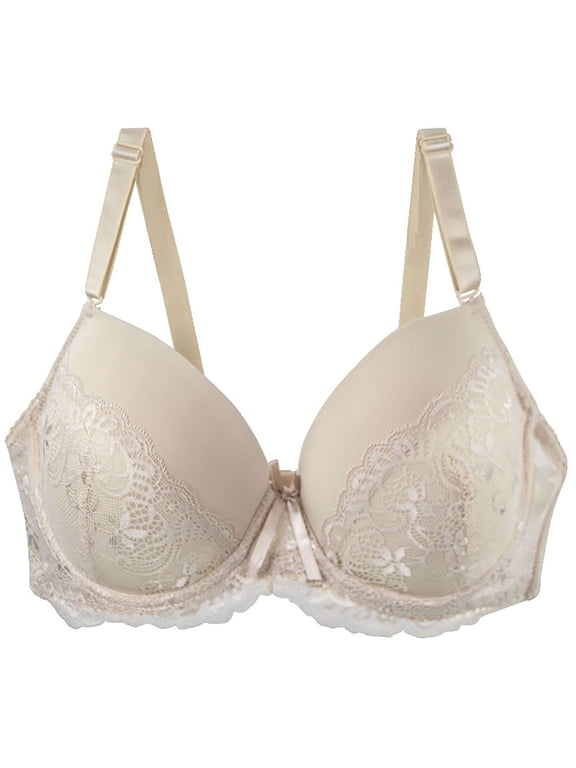 Women's Underwire Lace Bra Plus Size Adjustable Straps Push Up Everyday Bra 44c Bras