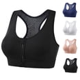 thumbnail image 1 of FAZVAOO Women's Zip Front Sports Bra Wireless Breathable Racerback Yoga Bras Size M-4XL, 1 of 4