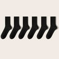 thumbnail image 1 of FAZVAOO Womens Crew Socks Cotton Long Comfortable Fashion Solid Ribbed Socks Black, 1 of 3