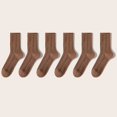 thumbnail image 1 of FAZVAOO Womens Crew Socks Cotton Long Comfortable Fashion Solid Ribbed Socks Brown, 1 of 3