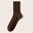 thumbnail image 1 of FAZVAOO Womens Crew Socks Cotton Long Comfortable Fashion Solid Ribbed Socks Brown, 1 of 6