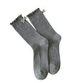 thumbnail image 1 of FAZVAOO Womens Crew Socks Cotton Long Comfortable Fashion Solid Ribbed Socks Gray, 1 of 3