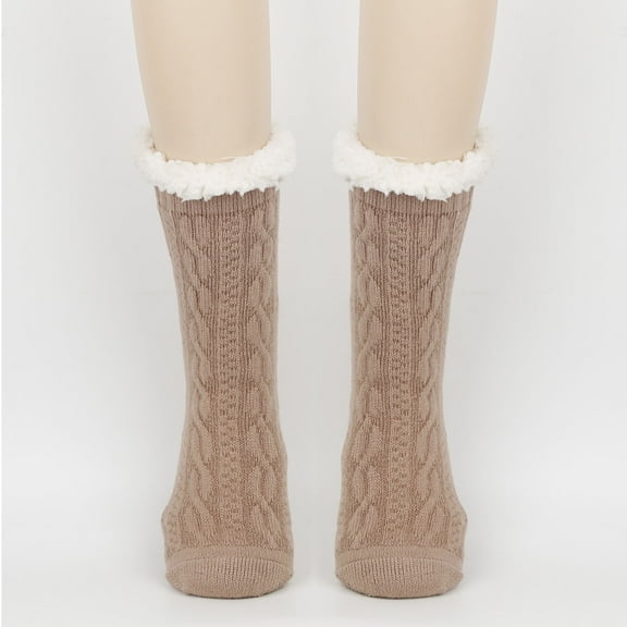 FAZVAOO Womens Fuzzy Socks Crew Unisex Non Slip Wool Knit Floor Socks Yellow