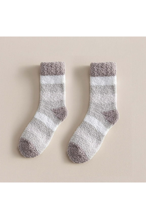 Womens Fuzzy Socks Crew Unisex Wool Thick Warm Sleep Floor Socks Beige