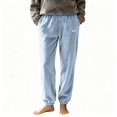 thumbnail image 1 of FAZVAOO Womens Pajama Pants,Fleece Elastic Waist Cuffed Embroidered Solid Sleep Pants Blue Free Size, 1 of 5