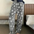 thumbnail image 1 of FAZVAOO Womens Pajama Pants Fuzzy Wide Leg Elastic Waistband Star Winter Warm Straight Pants, 1 of 8
