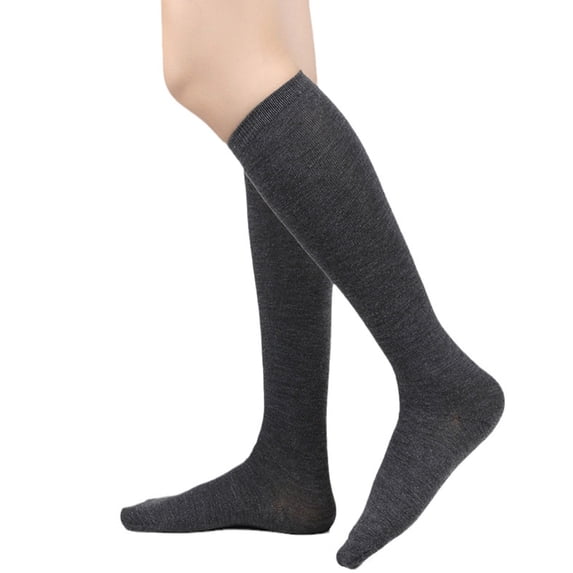 FAZVAOO Womens Socks Cotton Crew Fashion Solid Color Leg Socks Gray