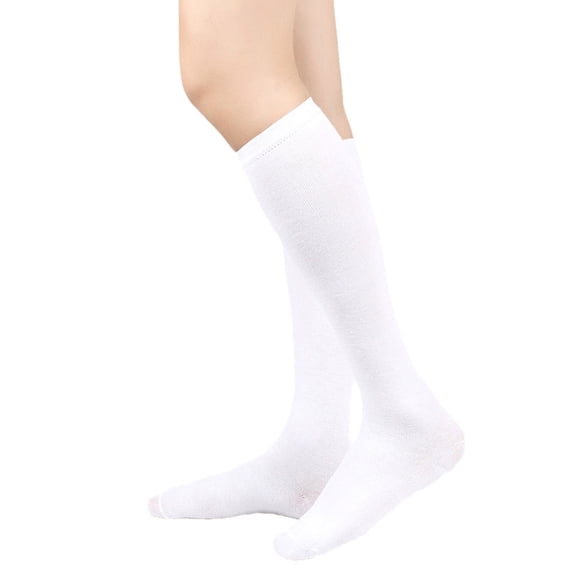 FAZVAOO Womens Socks Cotton Crew Fashion Solid Color Leg Socks White