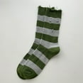 thumbnail image 1 of FAZVAOO Womens Socks Cotton Crew Striped Socks Green, 1 of 2