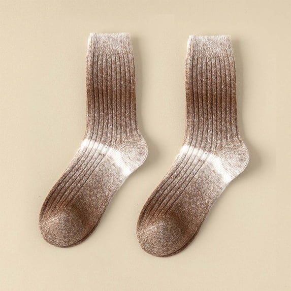 FAZVAOO Womens Socks Cotton Fuzzy Crew Unisex Wool Thick Warm Sleep Floor Socks Brown