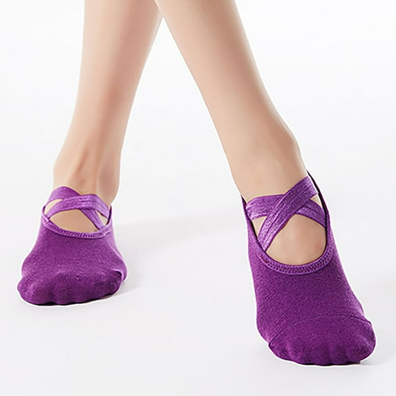 FAZVAOO Womens Socks Cotton Yoga Non Slip Athletic Socks Purple