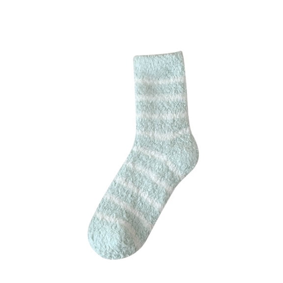 FAZVAOO Womens Socks Fuzzy Crew Fleece Warm Sleep Striped Socks Blue