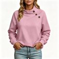 thumbnail image 1 of FAZVAOO Womens Tops,Mock Neck Drop Shoulder Fleece Lined Button Pullover Sweatshirt Pink 2XL, 1 of 8