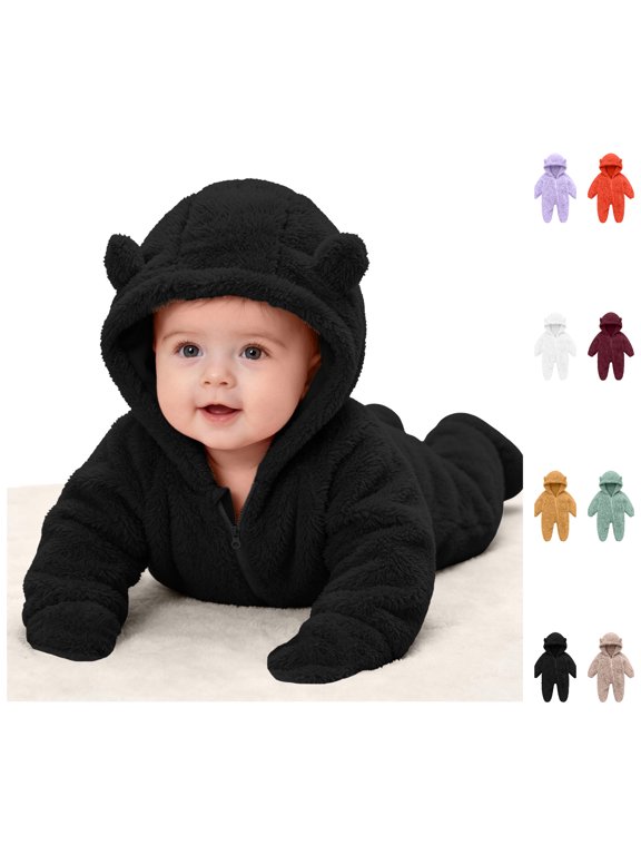 BCSIOAOI baby one piece Hooded Zip Footed Winter Snowsuit Warm One Piece Romper for Boys and Girls