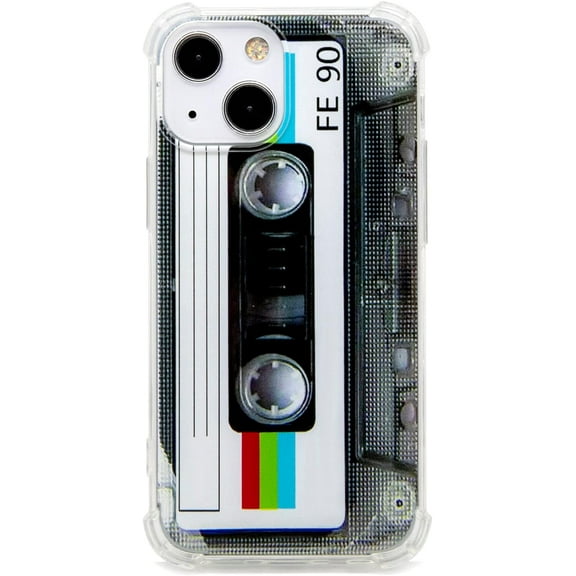 FAteamll Case for iPhone 13 Mini, Matte Finish Heavy Duty Soft Back Cover with Reinforced Corners TPU Soft Bumper Retro Cassette Tape Case Compatible with iPhone 13 Mini 5.4 Inch