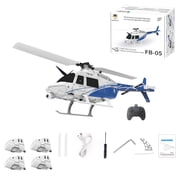 FB-05 2.4GHz RC Scale Helicopter 6 Channel Remote Control Aircraft With Optical Flow Positioning Barometric Altitude Hold LED Lights For Outdoor Beginners Hobbyists- Blue / 4 Battery
