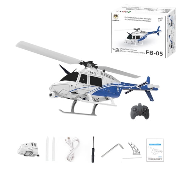 FB-05 EVA Foam RC Helicopter with LED Navigation Lights, 2.4GHz 6CH Remote Control Helicopter with Optical Flow Positioning & Barometric Altitude Hold for Adults Beginners