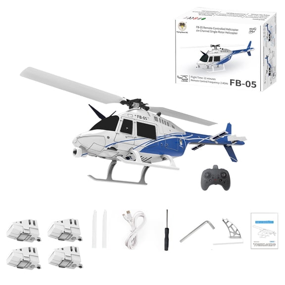 FB-05 RC Helicopter with LED Navigation Lights, 2.4GHz 6CH EVA Foam Remote Control Aircraft with Optical Flow Positioning & Barometric Altitude Hold for Adults