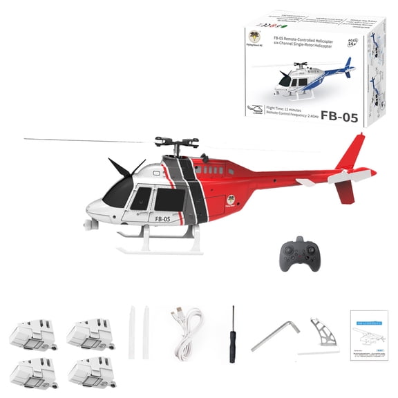 FB-05 RC Helicopter with LED Navigation Lights, 2.4GHz 6CH EVA Foam Remote Control Aircraft with Optical Flow Positioning & Barometric Altitude Hold for Adults