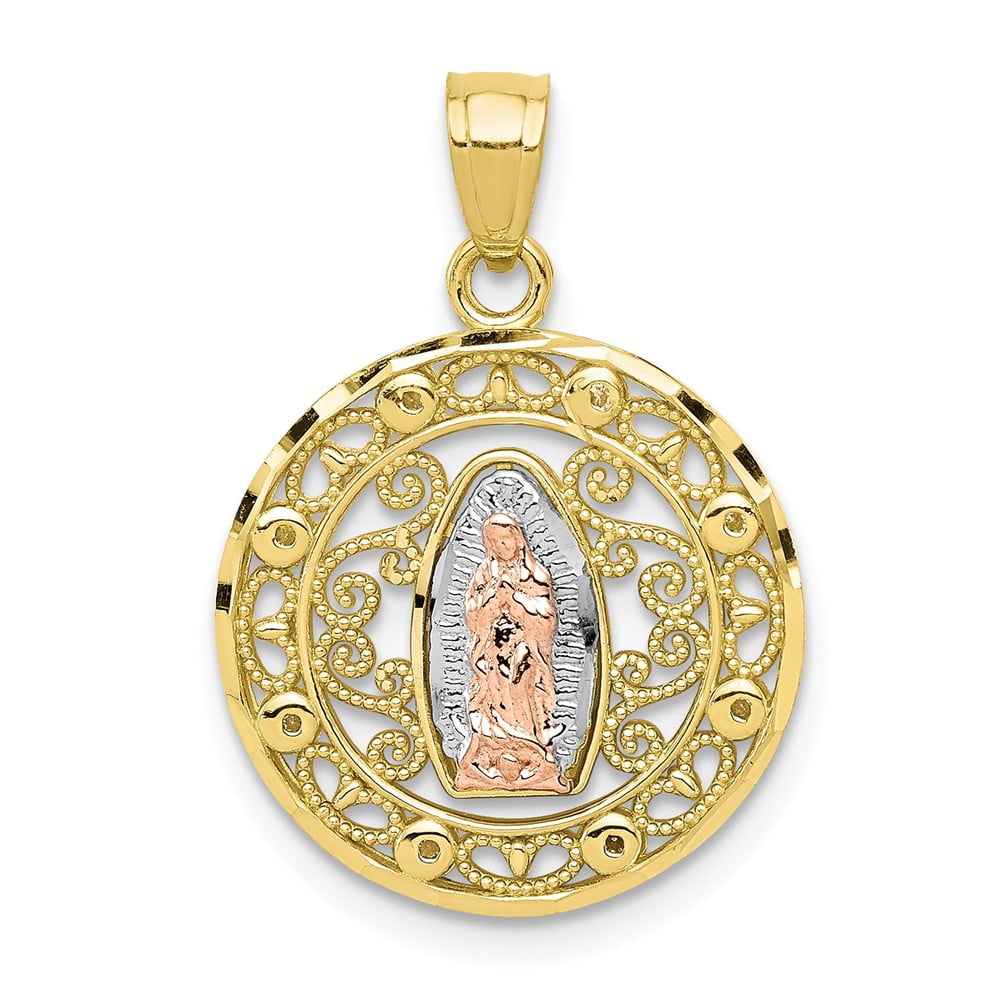 FB Jewels 10K Two Tone Color Gold Our Lady of Guadalupe Pendant ...