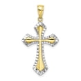 thumbnail image 1 of FB Jewels 10K White and Yellow Two Tone Gold Diamond-cut Reversible Cross Two-Color Pendant, 1 of 4