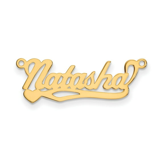 FB Jewels 10K Yellow Gold .013 Gauge Polished Name Plate w/Heart Pendant