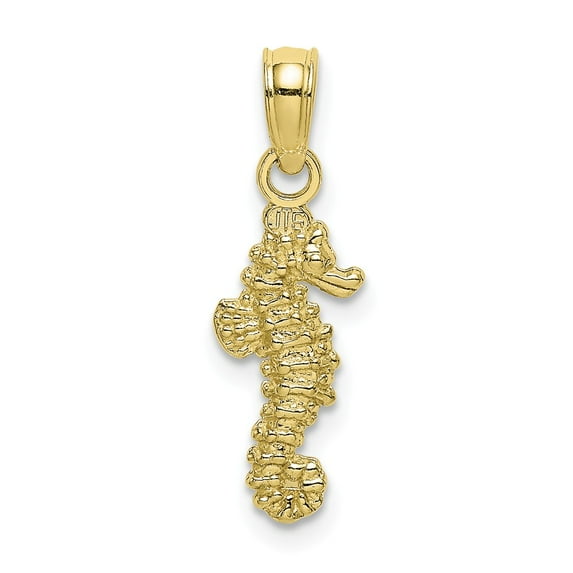 FB Jewels 10K Yellow Gold 3D Mini Seahorse Pendant