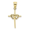 thumbnail image 1 of FB Jewels 10K Yellow Gold Double Hearts On Stick Cross High Polish Pendant, 1 of 4