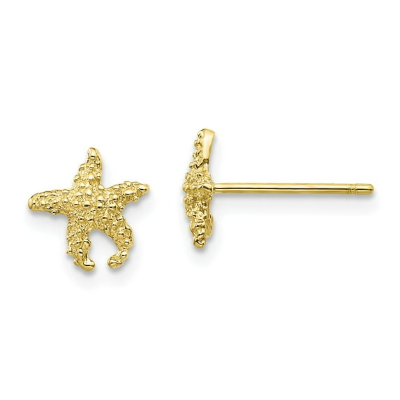 FB Jewels 10K Yellow Gold Polished and Textured Starfish Post Earrings