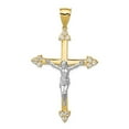 thumbnail image 1 of FB Jewels 10K Yellow Gold & Rhodium CZ Crucifix Pendant, 1 of 3