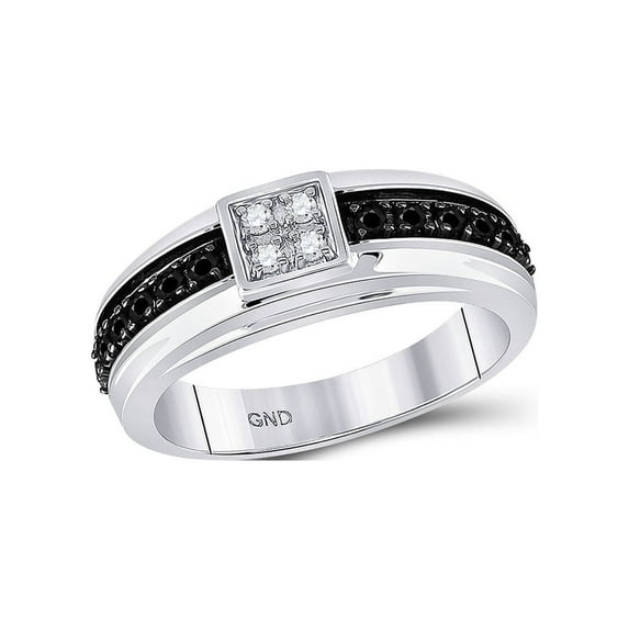 FB Jewels 10k White Gold Mens Black Color Enhanced Diamond Wedding Anniversary Band Ring 1/2 Cttw