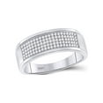 thumbnail image 1 of FB Jewels 10k White Gold Mens Round Diamond Micropave Wedding Anniversary Band Ring 1/3 Cttw Size 9, 1 of 4