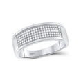 thumbnail image 1 of FB Jewels 10k White Gold Mens Round Diamond Micropave Wedding Anniversary Band Ring 1/3 Cttw, 1 of 4