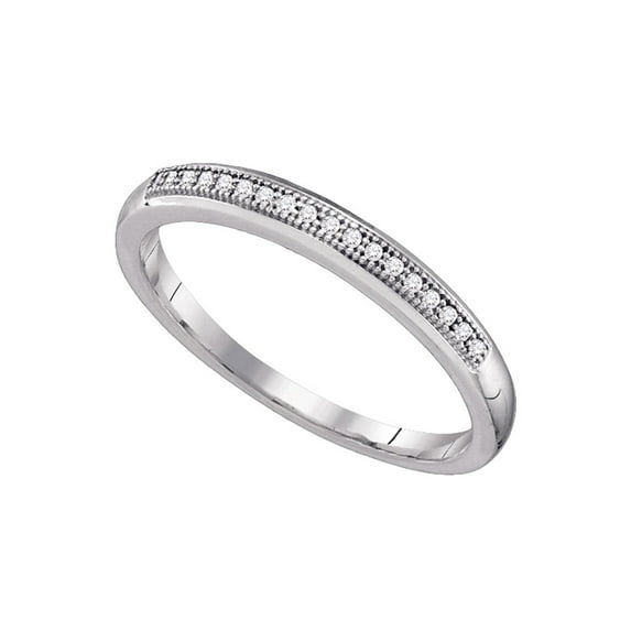 FB Jewels 10k White Gold Womens Round Diamond Bridal Wedding Anniversary Band 1/20 Cttw