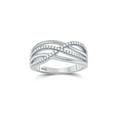 thumbnail image 1 of FB Jewels 10k White Gold Womens Round Diamond Crossover Woven Band 1/5 Cttw Size 6, 1 of 1