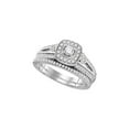 thumbnail image 1 of FB Jewels 10k White Gold Womens Round Diamond Halo Bridal Wedding Engagement Ring Band Set 1/2 Cttw, 1 of 1