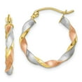 thumbnail image 1 of FB Jewels 10k White & Rose Rhodium Satin Twisted Hoop Earrings, 1 of 2