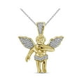 thumbnail image 1 of FB Jewels 10k Yellow Gold Mens Diamond Polished 3D Guardian Angel Cherub Charm Pendant 1/6 Cttw, 1 of 2
