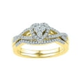 thumbnail image 1 of FB Jewels 10k Yellow Gold Round Diamond Heart Cluster Bridal Wedding Ring Band Set 3/8 Cttw Size 6.5, 1 of 1