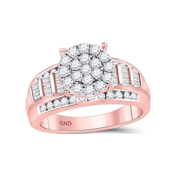FB Jewels 10kt Rose Gold Round Diamond Cluster Bridal Wedding Engagement Ring 1 Cttw Size 8
