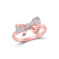 thumbnail image 1 of FB Jewels 10kt Rose Gold Womens Round Diamond Cluster Ribbon Knot Bow Ring 1/10 Cttw, 1 of 2
