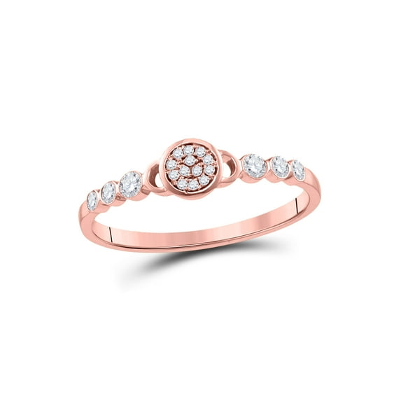FB Jewels 10kt Rose Gold Womens Round Diamond Cluster Stackable Band Ring 1/6 Cttw Size 8.5