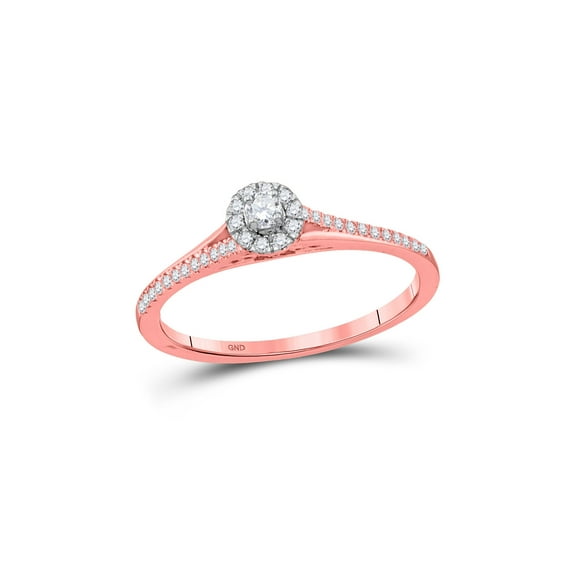 FB Jewels 10kt Rose Gold Womens Round Diamond Solitaire Bridal Wedding Engagement Ring 1/5 Cttw